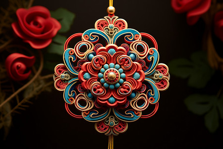 绣花飘流中国传统新年装饰背景