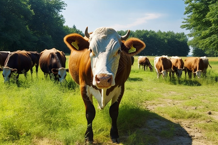 牧场上一群奶牛背景图片