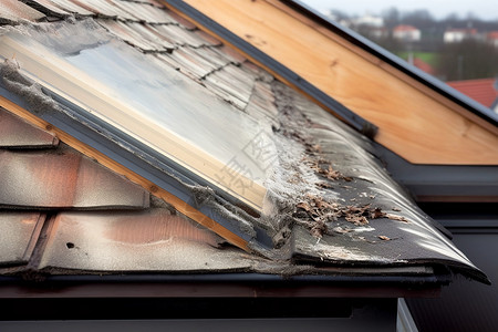 窗框素材受损屋顶上的窗户背景