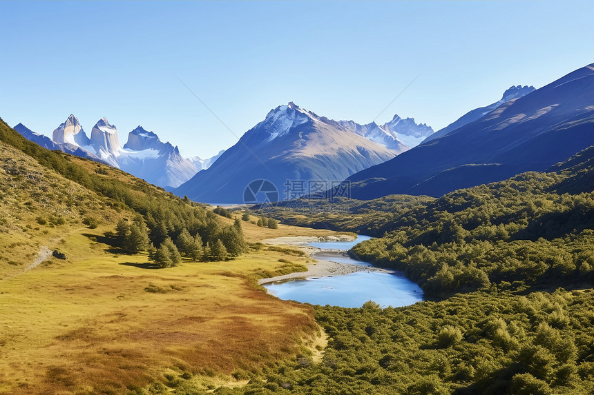 夏季美丽的山谷风景图片