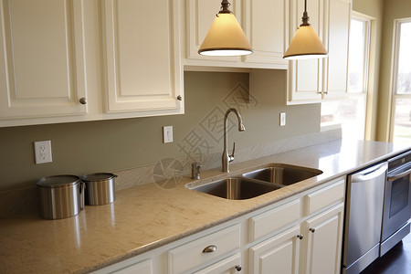 大理石橱柜整洁干净的厨房台面背景