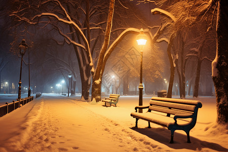 寒冬夜满园雪背景图片