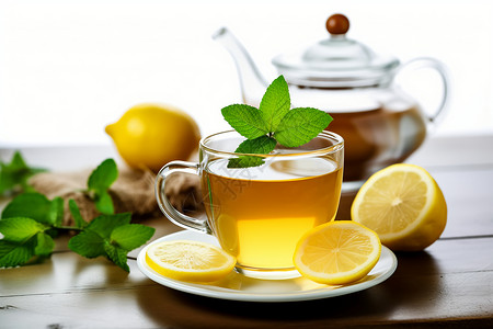 清新的柠檬茶背景图片
