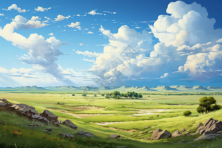 广阔的草原风景背景图片