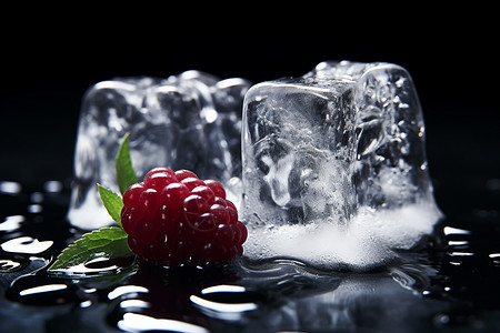 冰镇的水果冰块背景图片