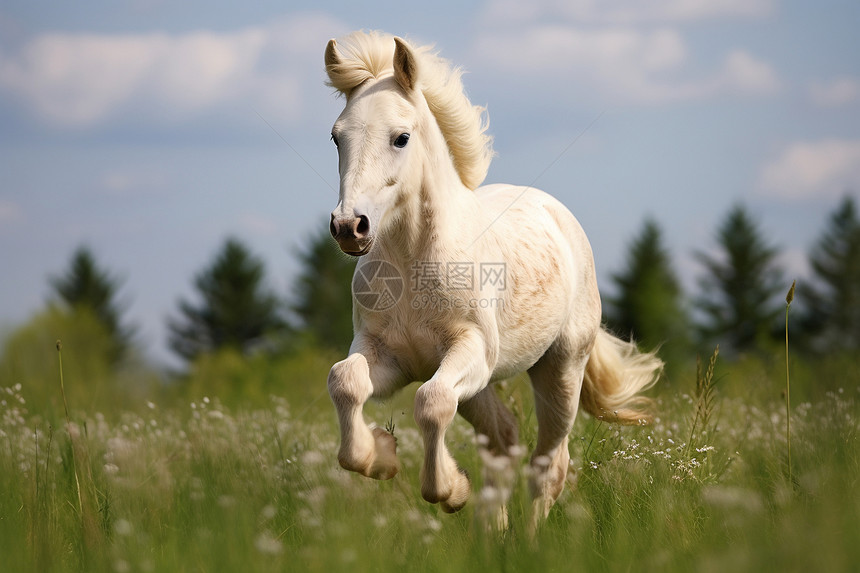 驰骋万里的白色马匹图片