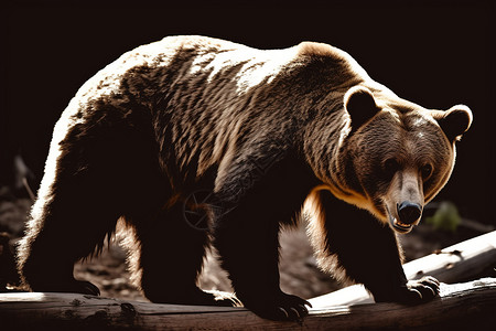 一只棕色熊灰熊狩猎鲑鱼高清图片
