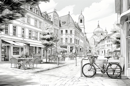 城市停放的单车背景图片