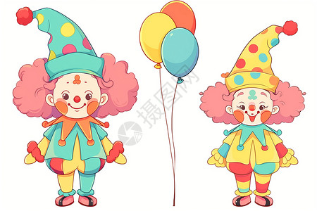 微笑小丑表情欢乐气球小丑插画