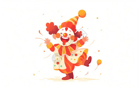 小面包开心表情欢乐的小丑跳舞插画