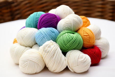 编织球手工编织的羊毛纱线背景