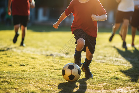 在球场上的足球少年背景图片