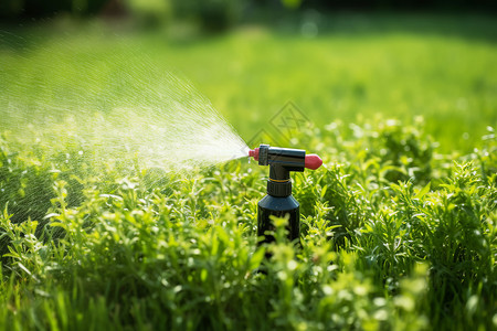 田野中自动灌溉喷头高清图片