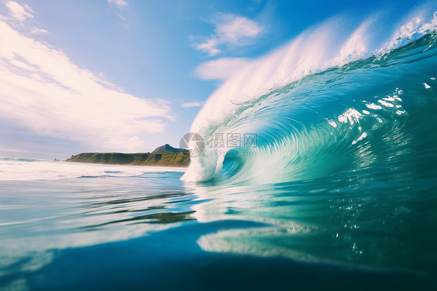 户外海洋中溅起的海浪图片