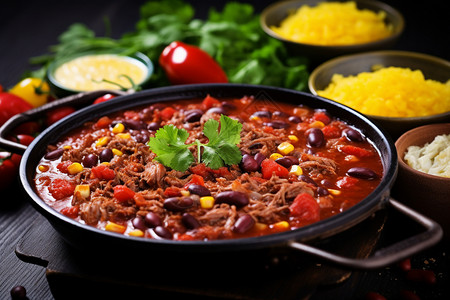 传统美食的墨西哥辣椒炖牛肉背景图片
