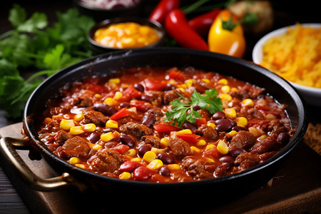美味的墨西哥辣椒炖牛肉背景图片