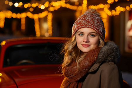 冬日之夜的欢乐女孩背景图片