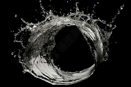溅落水花飞溅的黑白照片设计图片