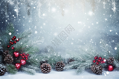冬日里的圣诞装饰背景图片