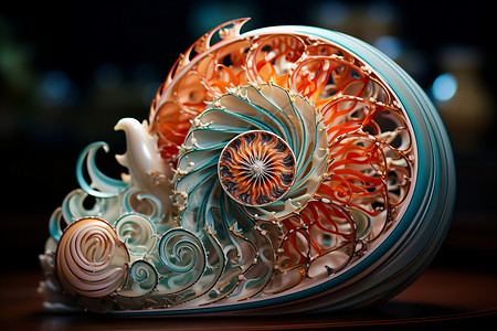 螺旋海贝贝壳背景图片
