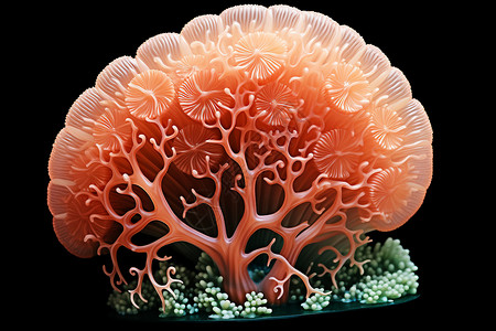 生长在黑色背景上的珊瑚背景图片