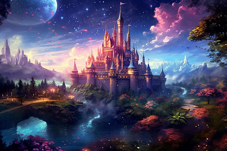 神奇的童话城堡建筑背景图片