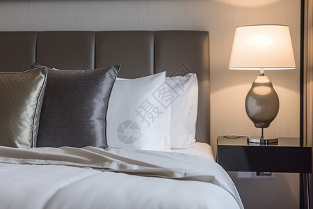 现代酒店的卧室布置背景图片