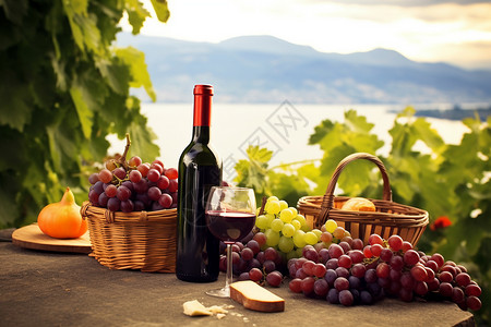葡萄酒庄园中的惬意午餐背景图片