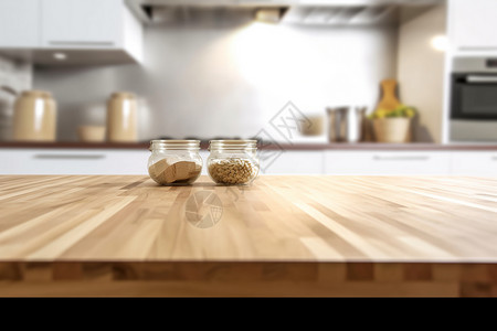 厨房的木质操作台面背景图片