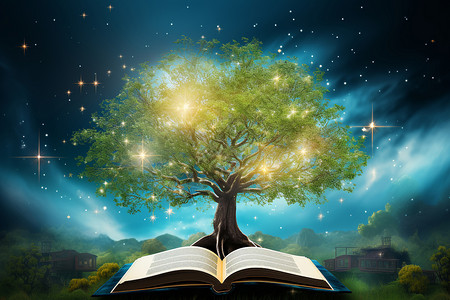 魔法树书籍带来的智慧设计图片