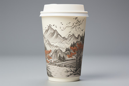 中式手绘中国风的杯子背景