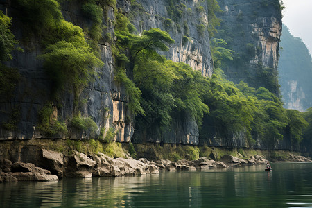 悬崖下的的水域背景图片
