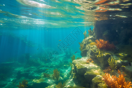 珊瑚礁缤纷的海底世界设计图片