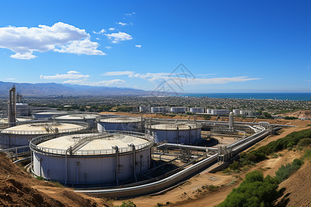 石油工厂储蓄罐背景图片