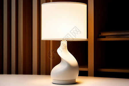 桌面上的白色简约台灯背景图片