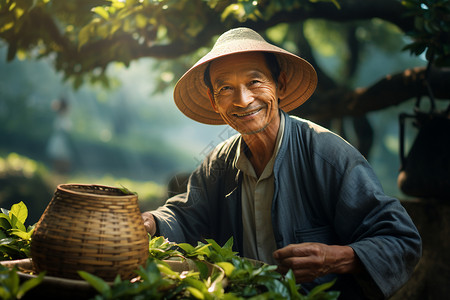 快乐农民茶农的快乐背景