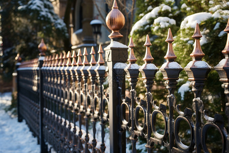 花园铁艺栏杆古色古香的铁艺大门背景