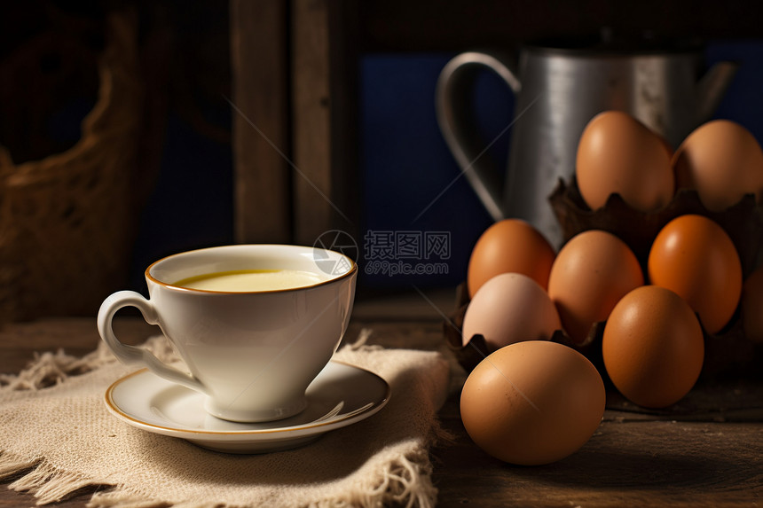 桌子上健康的鸡蛋图片