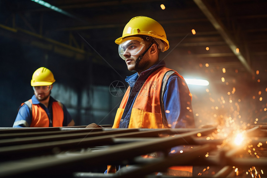 工业金属加工厂的工人图片