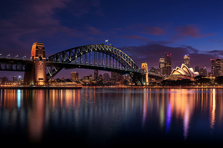 夜晚的大桥悉尼灯光高清图片