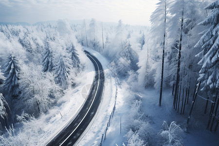 冬天道路素材寒冬之旅背景