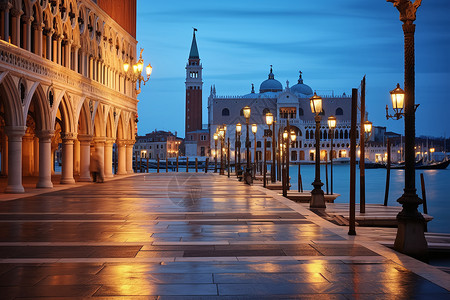 著名的威尼斯水城景观背景图片