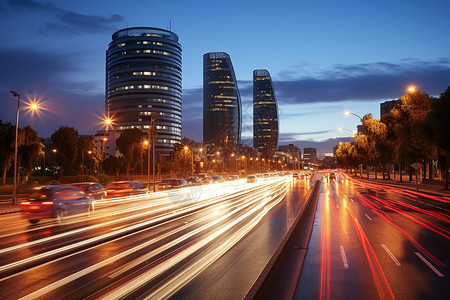 夜景车道都市行车熙攘设计图片