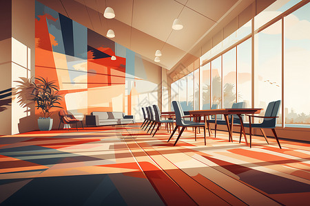 彩色设计的会议室背景图片
