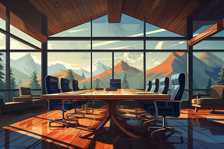 现代明亮的会议室背景图片