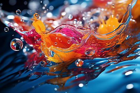 彩色水珠彩色的液体流动设计图片