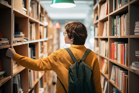 书店借阅书籍的学生高清图片