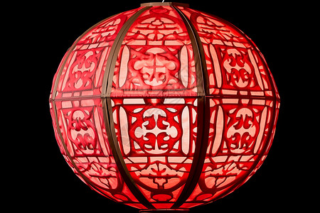 圆形镂空镂空球形红灯笼背景