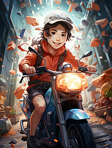 骑摩托的下男孩背景图片