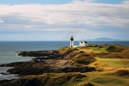 苏格兰海岸的灯塔背景图片